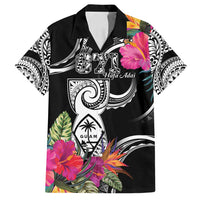 Hafa Adai Guam Family Matching Tank Maxi Dress and Hawaiian Shirt Polynesian Tattoo Tropical Flowers LT05 Dad's Shirt - Short Sleeve Black - Polynesian Pride
