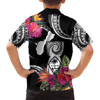 Hafa Adai Guam Kid Hawaiian Shirt Polynesian Tattoo Tropical Flowers