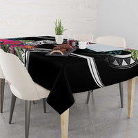 Hafa Adai Guam Tablecloth Polynesian Tattoo Tropical Flowers