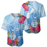 Hafa Adai Guam Baseball Jersey Tropical Flowers Blue Gradient LT05 - Polynesian Pride