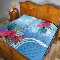 Hafa Adai Guam Quilt Tropical Flowers Blue Gradient