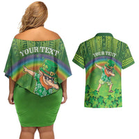 Personalised Hawaii Saint Patrick's Day Couples Matching Off Shoulder Short Dress and Hawaiian Shirt Let's Get Fit Shaced