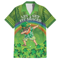 Personalised Hawaii Saint Patrick's Day Family Matching Off Shoulder Short Dress and Hawaiian Shirt Let's Get Fit Shaced LT05 Dad's Shirt - Short Sleeve Green - Polynesian Pride