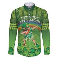 Personalised Hawaii Saint Patrick's Day Family Matching Summer Maxi Dress and Hawaiian Shirt Let's Get Fit Shaced LT05 Dad's Shirt - Long Sleeve Green - Polynesian Pride