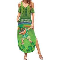 Personalised Hawaii Saint Patrick's Day Family Matching Summer Maxi Dress and Hawaiian Shirt Let's Get Fit Shaced LT05 Mom's Dress Green - Polynesian Pride