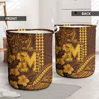 Hawaii Mililani High School Laundry Basket Tribal Tattoo With Hibiscus Flowers