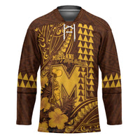 Personalised Hawaii Mililani High School Hockey Jersey Tribal Tattoo With Hibiscus Flowers