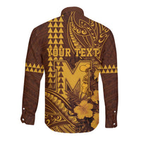Personalised Hawaii Mililani High School Long Sleeve Button Shirt Tribal Tattoo With Hibiscus Flowers LT05 - Polynesian Pride