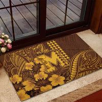 Hawaii Mililani High School Rubber Doormat Tribal Tattoo With Hibiscus Flowers LT05 - Polynesian Pride