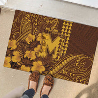 Hawaii Mililani High School Rubber Doormat Tribal Tattoo With Hibiscus Flowers LT05 - Polynesian Pride