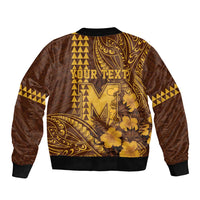 Personalised Hawaii Mililani High School Sleeve Zip Bomber Jacket Tribal Tattoo With Hibiscus Flowers LT05 - Polynesian Pride