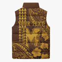 Personalised Hawaii Mililani High School Sleeveless Puffer Jacket Tribal Tattoo With Hibiscus Flowers LT05 - Polynesian Pride