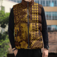 Personalised Hawaii Mililani High School Sleeveless Puffer Jacket Tribal Tattoo With Hibiscus Flowers LT05 - Polynesian Pride
