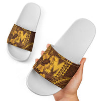 Hawaii Mililani High School Slide Sandals Tribal Tattoo With Hibiscus Flowers LT05 - Polynesian Pride