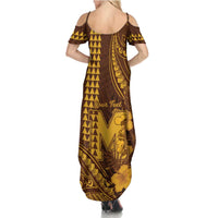 Personalised Hawaii Mililani High School Summer Maxi Dress Tribal Tattoo With Hibiscus Flowers LT05 - Polynesian Pride