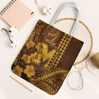 Hawaii Mililani High School Tote Bag Tribal Tattoo With Hibiscus Flowers LT05 White Strap One Size Brown - Polynesian Pride