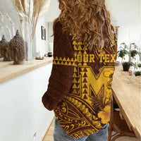 Personalised Hawaii Mililani High School Women Casual Shirt Tribal Tattoo With Hibiscus Flowers