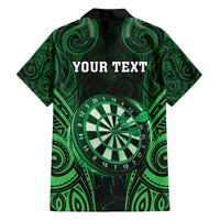Personalised New Zealand Darts Family Matching Off Shoulder Maxi Dress and Hawaiian Shirt Green Dart Board Maori Pattern
