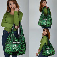 New Zealand Darts Personalised Grocery Bag Green Dart Board Maori Pattern