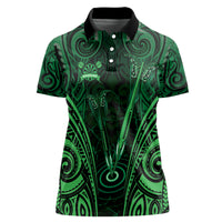 Personalised New Zealand Darts Women Polo Shirt Green Dart Board Maori Pattern