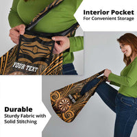 New Zealand Darts Personalised Grocery Bag Gold Dart Board Maori Pattern