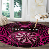Personalised New Zealand Darts Round Carpet Pink Dart Board Maori Pattern