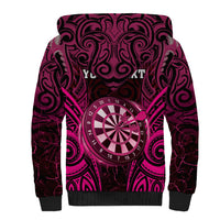Personalised New Zealand Darts Sherpa Hoodie Pink Dart Board Maori Pattern