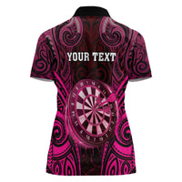 Personalised New Zealand Darts Women Polo Shirt Pink Dart Board Maori Pattern