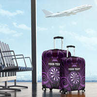 Personalised New Zealand Darts Luggage Cover Purple Dart Board Maori Pattern