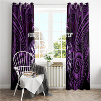 Personalised New Zealand Darts Window Curtain Purple Dart Board Maori Pattern LT05 - Polynesian Pride