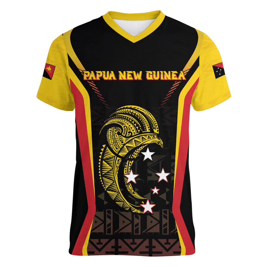 Custom Papua New Guinea Cricket Women V-Neck T-Shirt 2024 World Cup