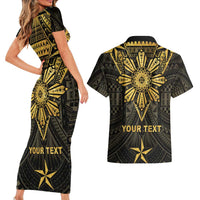 Personalised Philippines Independence Day Couples Matching Short Sleeve Bodycon Dress and Hawaiian Shirt Filipinos Sun Star Tribal