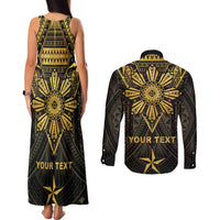 Personalised Philippines Independence Day Couples Matching Tank Maxi Dress and Long Sleeve Button Shirt Filipinos Sun Star Tribal