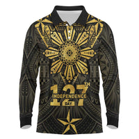 Personalised Philippines Independence Day Long Sleeve Polo Shirt Filipinos Sun Star Tribal