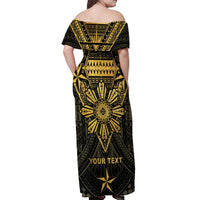 Personalised Philippines Independence Day Off Shoulder Maxi Dress Filipinos Sun Star Tribal