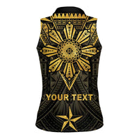 Personalised Philippines Independence Day Women Sleeveless Polo Shirt Filipinos Sun Star Tribal