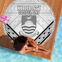 Kiribati Gospel Day Beach Blanket Coat Of Arms Polynesian Pattern