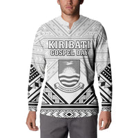 Personalised Kiribati Gospel Day Button Sweatshirt Coat Of Arms Polynesian Pattern