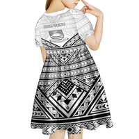 Personalised Kiribati Gospel Day Kid Short Sleeve Dress Coat Of Arms Polynesian Pattern