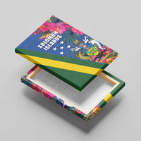 Solomon Islands Independence Day Canvas Wall Art Coat Of Arms With Tropical Flowers