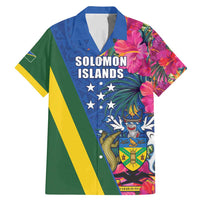 Solomon Islands Independence Day Family Matching Mermaid Dress and Hawaiian Shirt Coat Of Arms With Tropical Flowers