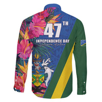 Solomon Islands Independence Day Family Matching Mermaid Dress and Hawaiian Shirt Coat Of Arms With Tropical Flowers