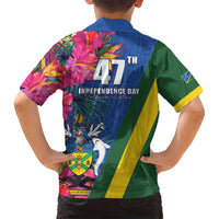 Solomon Islands Independence Day Family Matching Summer Maxi Dress and Hawaiian Shirt Coat Of Arms With Tropical Flowers LT05 - Polynesian Pride