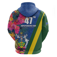 Solomon Islands Independence Day Hoodie Coat Of Arms With Tropical Flowers