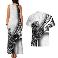 Solomon Islands Nguzunguzu Couples Matching Tank Maxi Dress and Hawaiian Shirt Polynesian Tribal Pattern