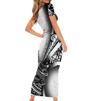 Solomon Islands Nguzunguzu Family Matching Short Sleeve Bodycon Dress and Hawaiian Shirt Polynesian Tribal Pattern