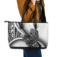 Solomon Islands Nguzunguzu Leather Tote Bag Polynesian Tribal Pattern