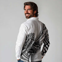 Solomon Islands Nguzunguzu Long Sleeve Polo Shirt Polynesian Tribal Pattern