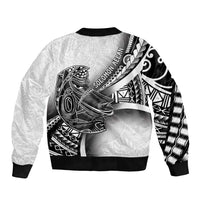 Solomon Islands Nguzunguzu Sleeve Zip Bomber Jacket Polynesian Tribal Pattern