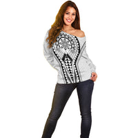Philippines Batok Tribal Inspired Tattoo White Off Shoulder Sweater LT05 - Polynesian Pride